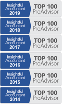 Insightful Accountant Top 100 ProAdvisor award, 2014 through 2023